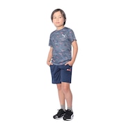 (キッズ)ボーイズ アクティブ スポーツ ポリ AOP 半袖Tシャツ & ショーツセット 681412 14 NVY