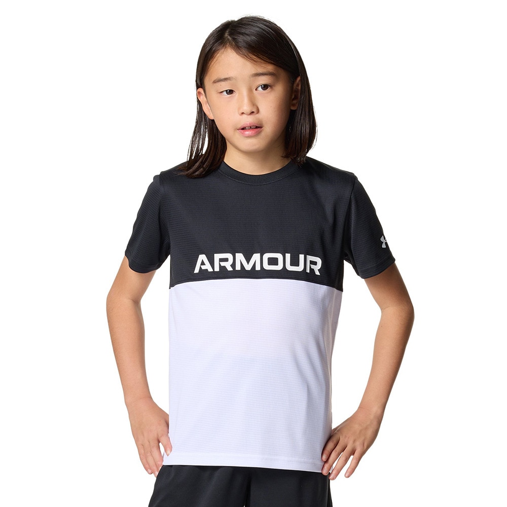 アンダーアーマー（UNDER ARMOUR）（キッズ）ジュニア テック カラーブロック Tシャツ ショーツ 上下セット 6001343 001