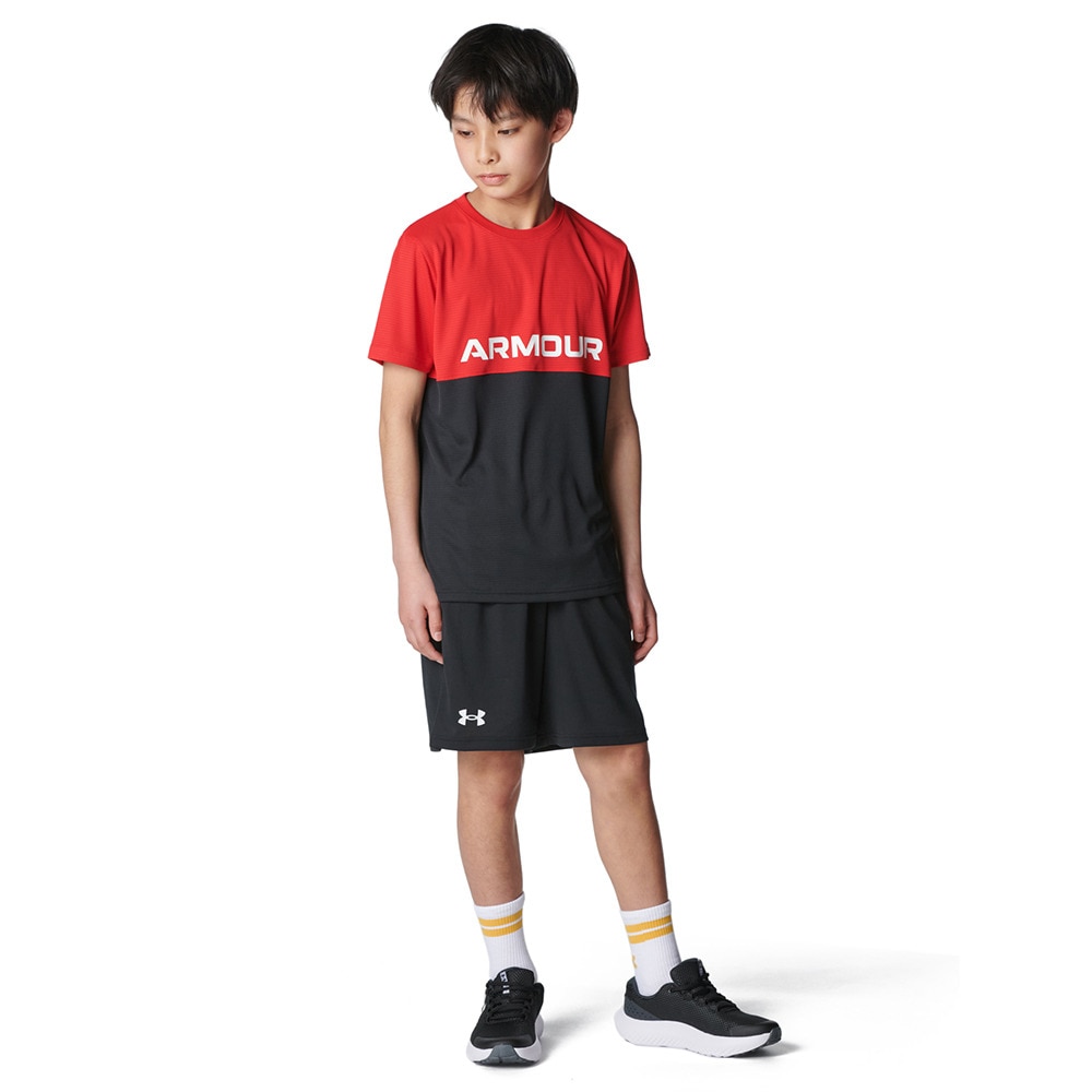 アンダーアーマー（UNDER ARMOUR）（キッズ）ジュニア テック カラーブロック Tシャツ ショーツ 上下セット 6001343 600