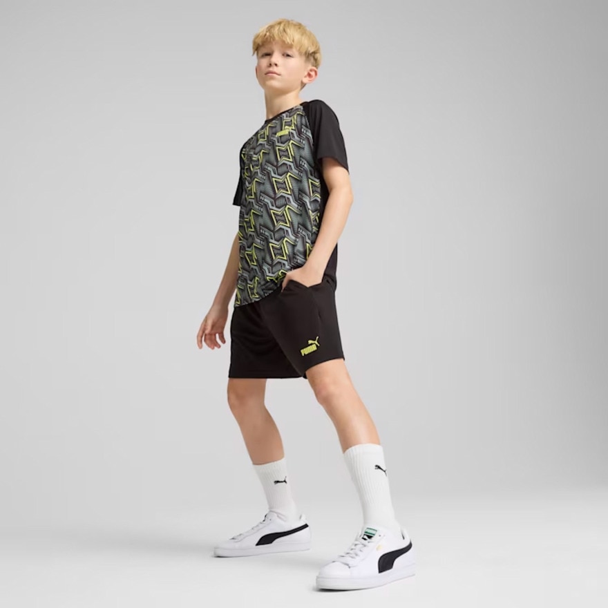 プーマ（PUMA）（キッズ）ボーイズ TAD ESS ポリ AOP Tシャツ & ショーツ 上下セット 687812 01 BLK