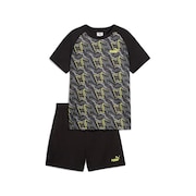 (キッズ)ボーイズ TAD ESS ポリ AOP Tシャツ & ショーツ 上下セット 687812 01 BLK