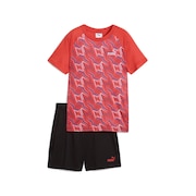 (キッズ)ボーイズ TAD ESS ポリ AOP Tシャツ & ショーツ 上下セット 687812 15 RED