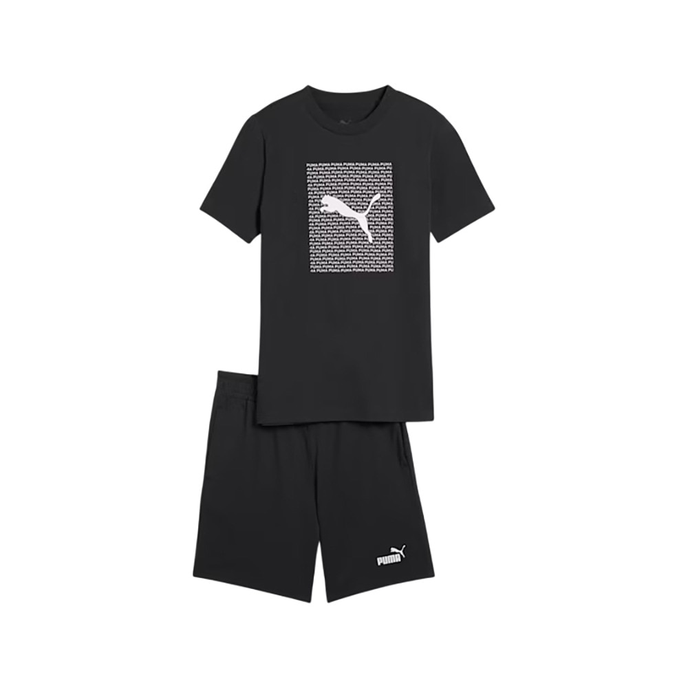 プーマ（PUMA）（キッズ）ボーイズ ESS ロゴ ラブ HOG 半袖 Tシャツ & ショーツ セット 687887 01 BLK