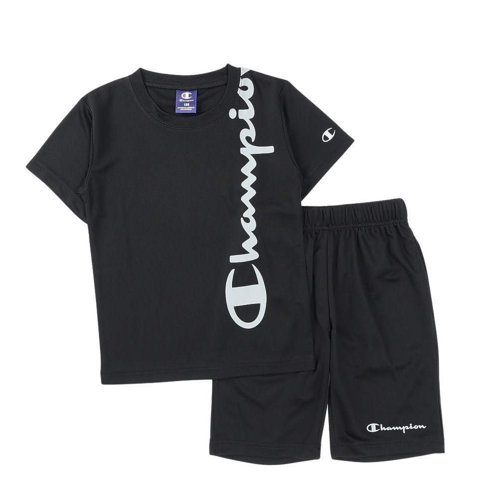 チャンピオン　子供ランニング黒　B2-P9 チャンピオン（CHAMPION）（キッズ）半袖Tシャツ ショートパンツセット
