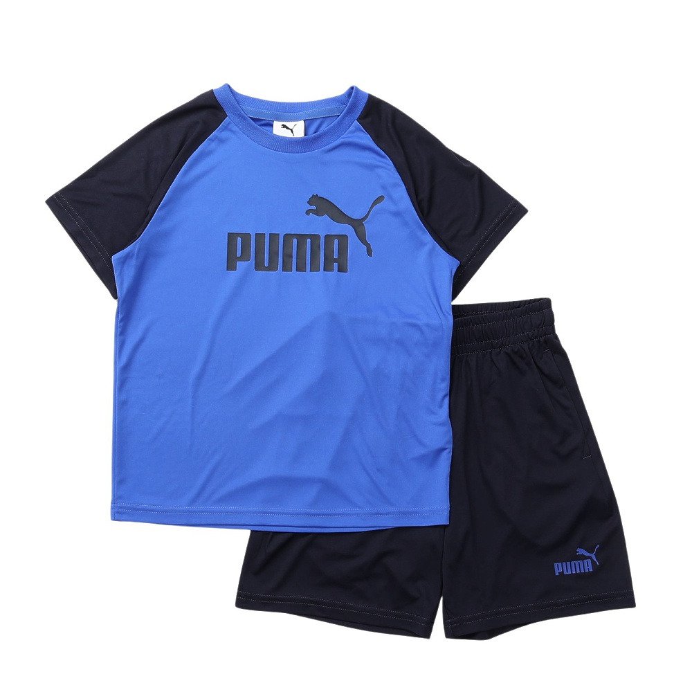 Puma ネイビー/レッド VネックTシャツとショーツ3点セット値下げしました！ プーマ（PUMA）（キッズ）ジュニア ESS NO. 1 ロゴ ポリ 半袖Tシャツ