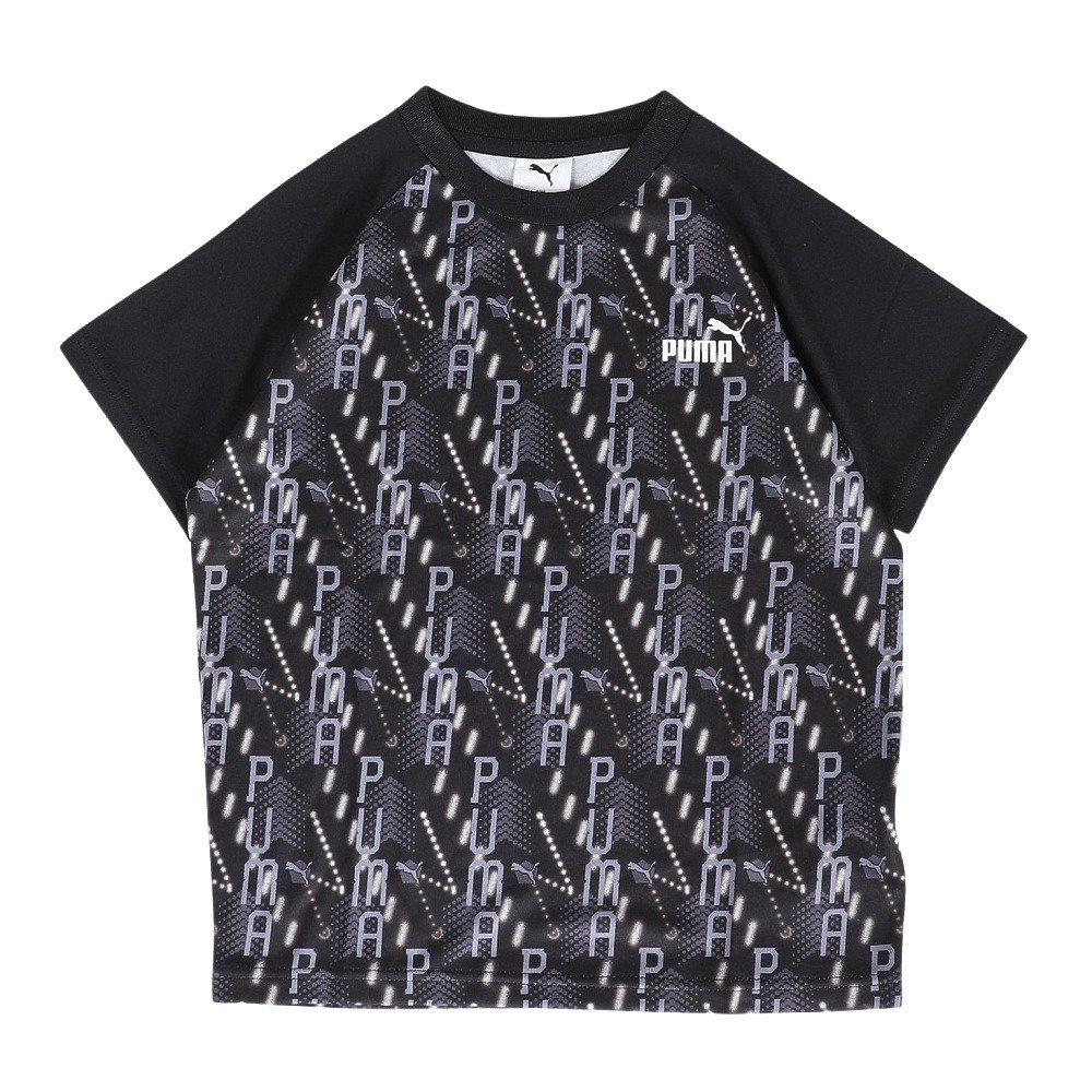 プーマ（PUMA）（キッズ）ジュニア TAD ESS AOP ポリ Tシャツ&ショートパンツ 上下セット 694286 01 BLK