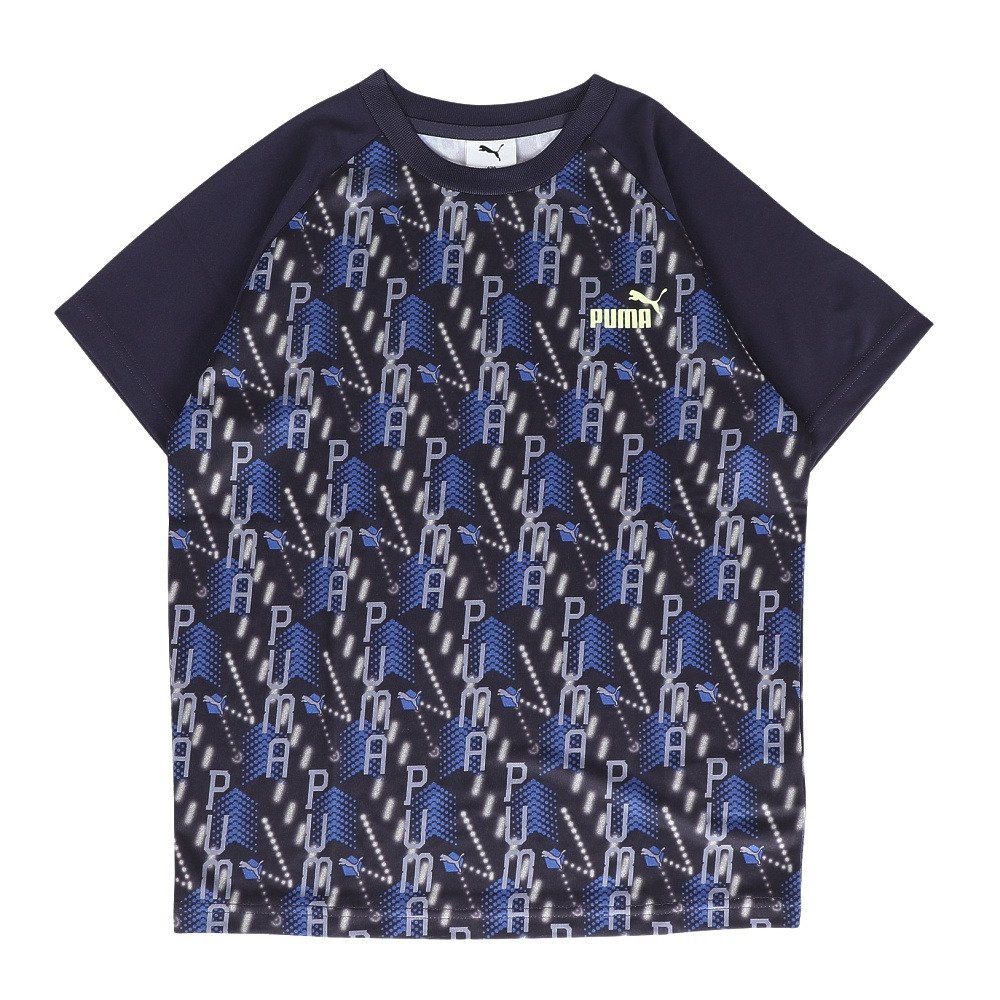 プーマ（PUMA）（キッズ）ジュニア TAD ESS AOP ポリ Tシャツ&ショートパンツ 上下セット 694286 16 NVY