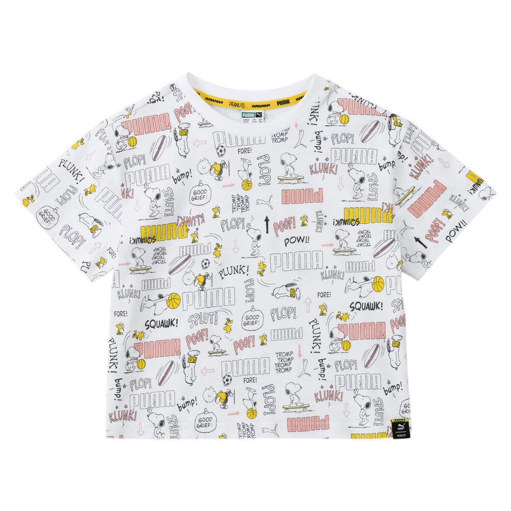  PUMA×PEANUTS キッズ ガールズ AOP Tシャツ 530647 02 WHT