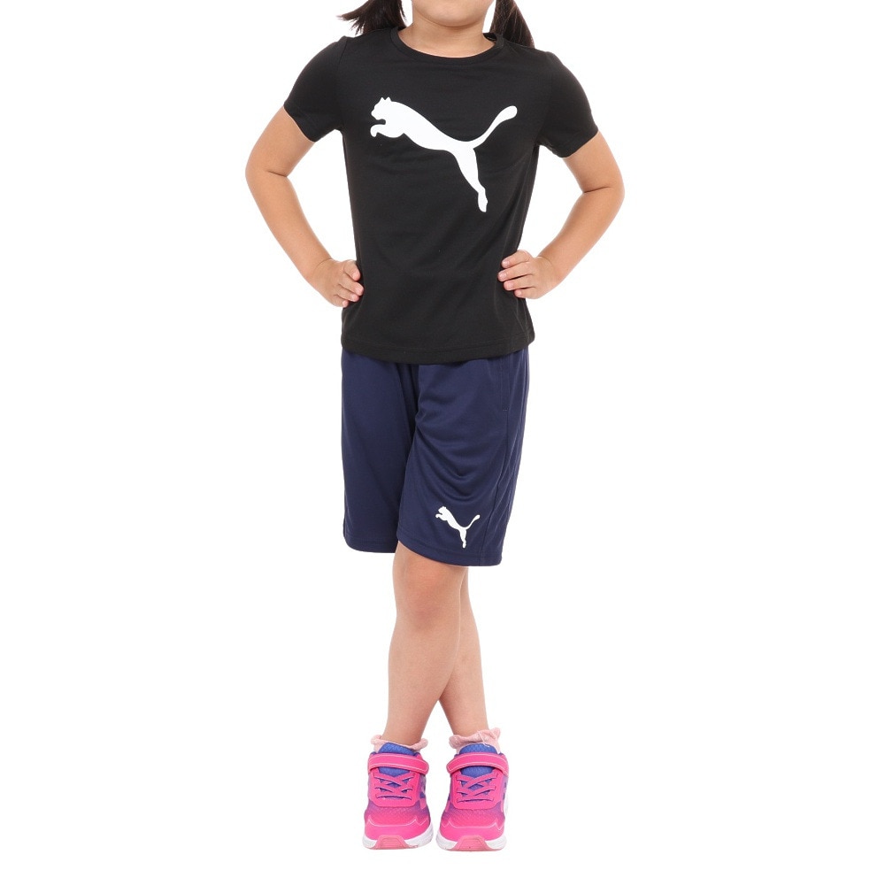 プーマ（PUMA）（キッズ）Tシャツ 半袖 キッズ ガールズ 女の子 ESS アクティブ Tシャツ 黒 ブラック 589039 01 BLK