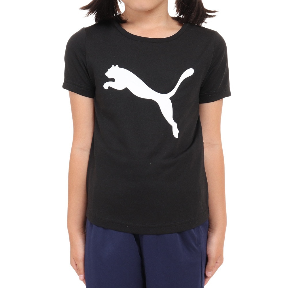 プーマ（PUMA）（キッズ）Tシャツ 半袖 キッズ ガールズ 女の子 ESS アクティブ Tシャツ 黒 ブラック 589039 01 BLK