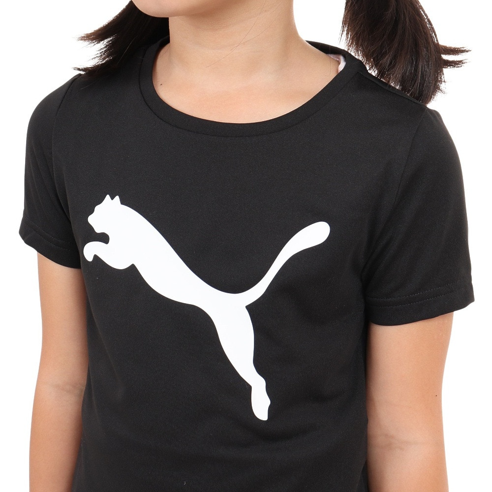 プーマ（PUMA）（キッズ）Tシャツ 半袖 キッズ ガールズ 女の子 ESS アクティブ Tシャツ 黒 ブラック 589039 01 BLK