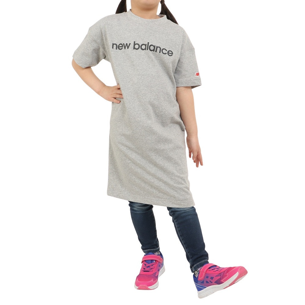 ニューバランス（new balance）（キッズ）半袖Tシャツ ジュニア リニアロゴ ドレス ABD35052AG