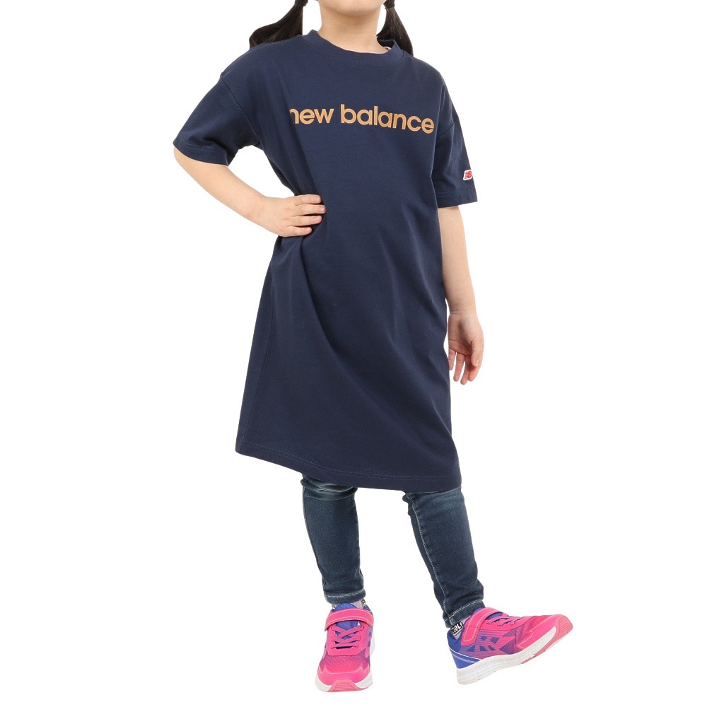 ニューバランス（new balance）（キッズ）半袖Tシャツ ジュニア リニアロゴ ドレス ABD35052NNY