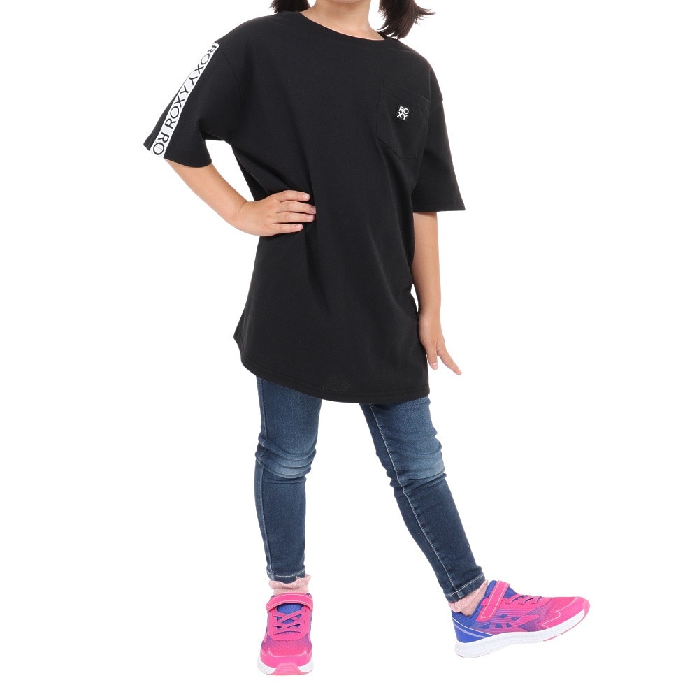 ロキシー（ROXY）（キッズ）半袖Tシャツ キッズ MINI DAY BY DAY Tシャツ ワンピース TDR232106 BLK