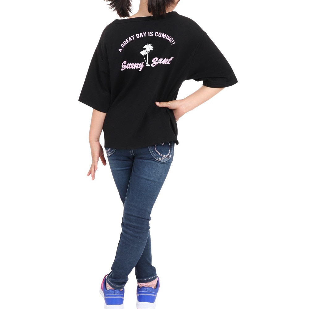 ロキシー（ROXY）（キッズ）半袖Tシャツ キッズ MINI SUNNY SUNSET ラッシュガード TLY232103 BLK