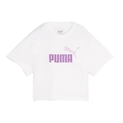 (キッズ)キッズ ガールズ ロゴ クロップド 半袖 Tシャツ 681319 73 WHT