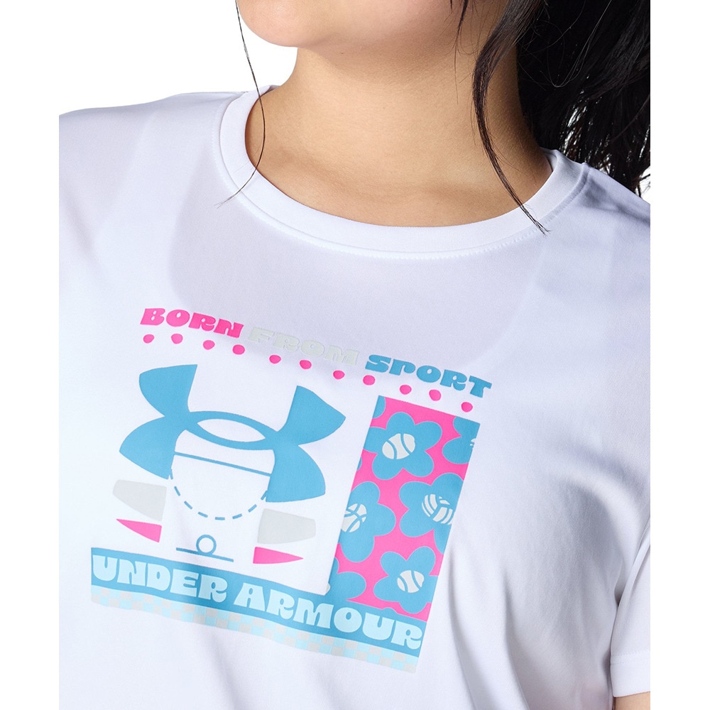 アンダーアーマー（UNDER ARMOUR）（キッズ）ジュニア テック ロゴ フラワーグラフィック 半袖Tシャツ 1389762 100