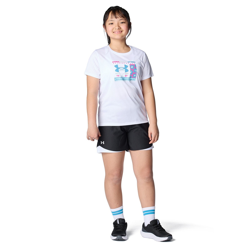 アンダーアーマー（UNDER ARMOUR）（キッズ）ジュニア テック ロゴ フラワーグラフィック 半袖Tシャツ 1389762 100