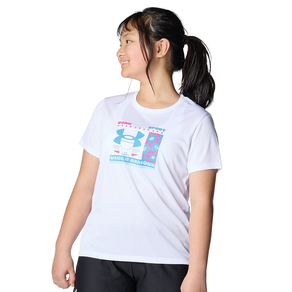 アンダーアーマー（UNDER ARMOUR）（キッズ）ジュニア テック ロゴ フラワーグラフィック 半袖Tシャツ 1389762 100