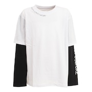 その他ブランド（OTHER BRAND）（キッズ）フェイクレイヤー プリント ロングTシャツ 865NM1CD2150 WHT