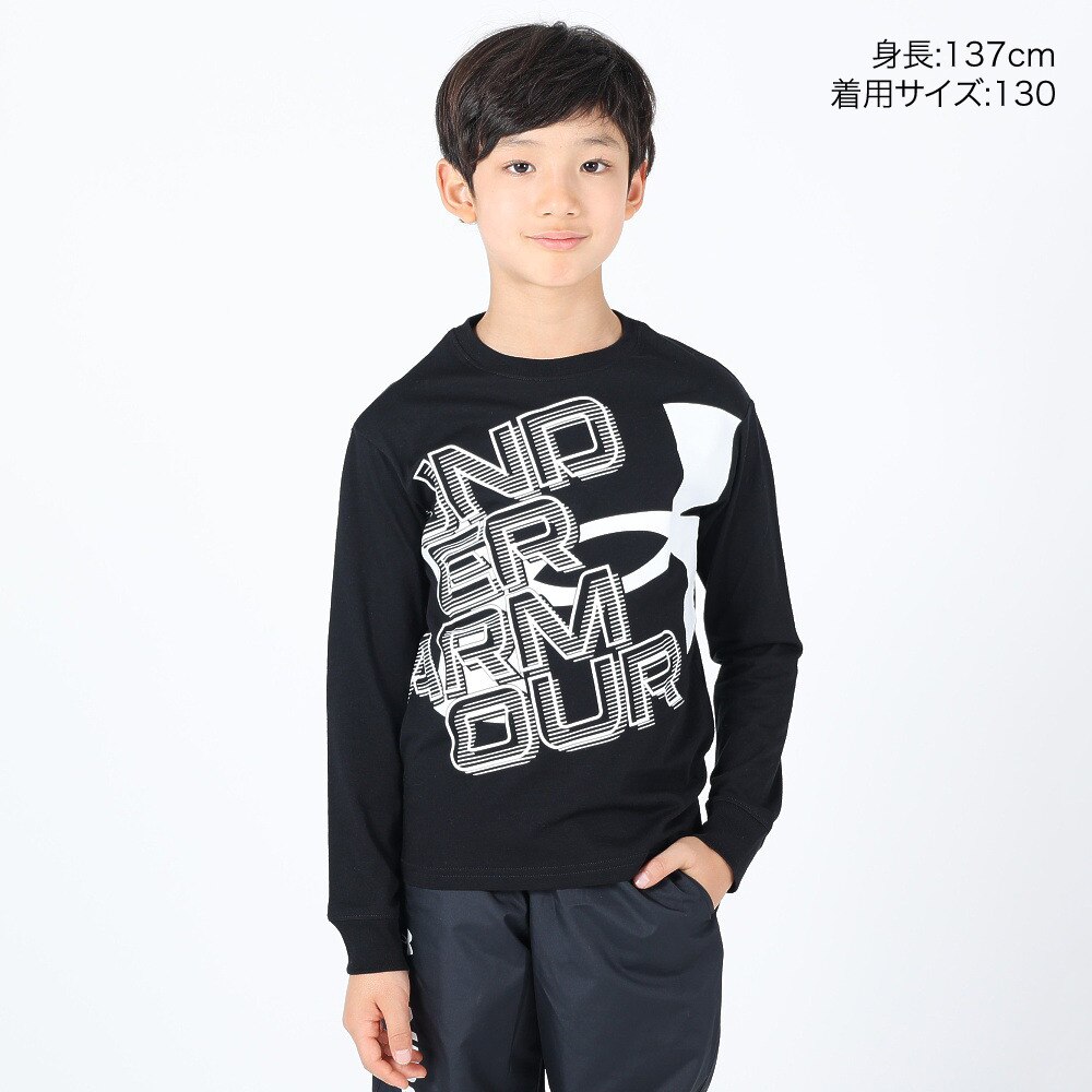 アンダーアーマー（UNDER ARMOUR）（キッズ）スーパー ビッグロゴ ロングスリーブ Tシャツ 1375482 001★★★