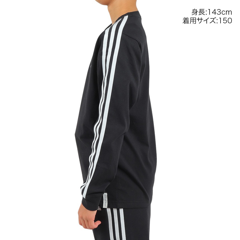 アディダス（adidas）（キッズ）Tシャツ ｔシャツ 長袖  カットソー エッセンシャルズ プラス スリーストライプス KWF31-JE1702 ロンT 黒