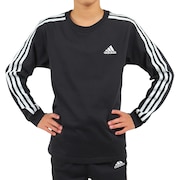 アディダス（adidas）（キッズ）Tシャツ ｔシャツ 長袖  カットソー エッセンシャルズ プラス スリーストライプス KWF31-JE1702 ロンT 黒