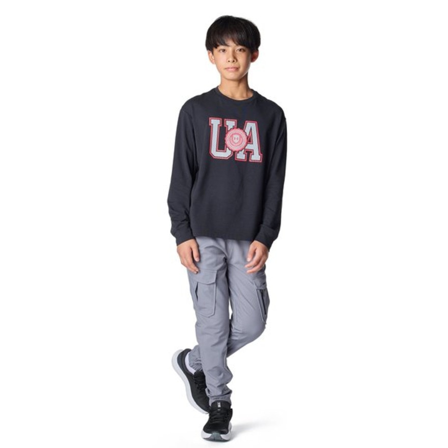 アンダーアーマー（UNDER ARMOUR）（キッズ）パフォーマンスコットン バーシティ ロゴ ロングスリーブ Tシャツ 6007827 001
