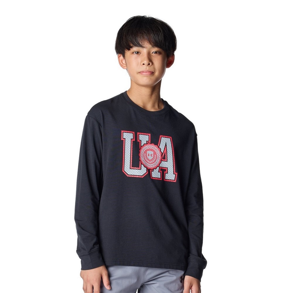 アンダーアーマー（UNDER ARMOUR）（キッズ）パフォーマンスコットン バーシティ ロゴ ロングスリーブ Tシャツ 6007827 001