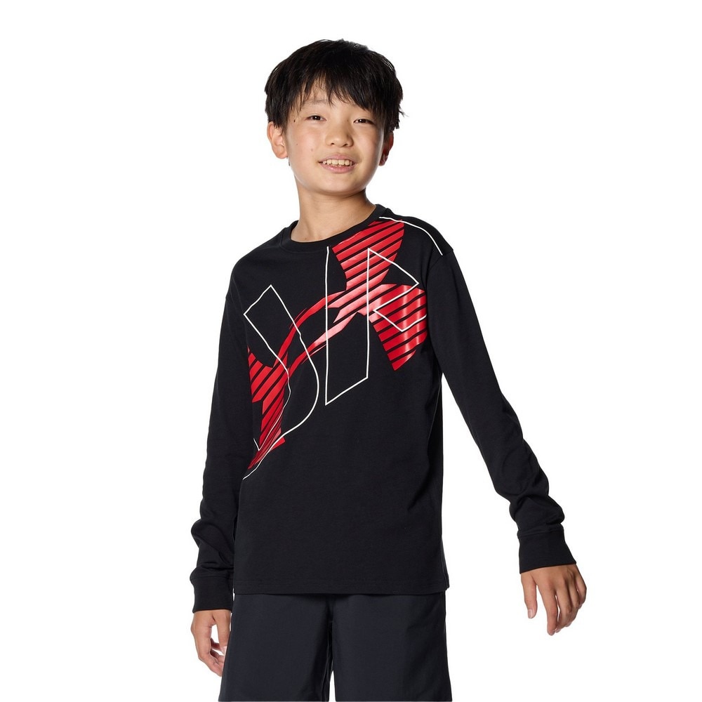 アンダーアーマー（UNDER ARMOUR）（キッズ）長袖Tシャツ キッズ  スーパー ビッグロゴ  1381168 001