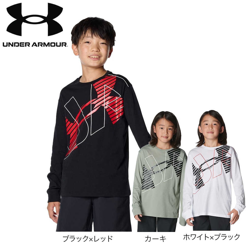 アンダーアーマー（UNDER ARMOUR）（キッズ）長袖Tシャツ キッズ  スーパー ビッグロゴ  1381168 001