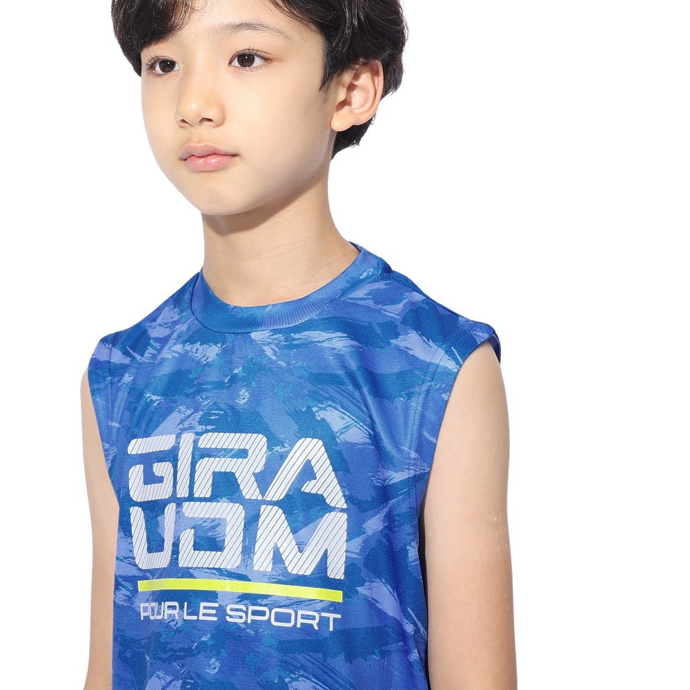 ジローム（GIRAUDM）（キッズ）ジュニア YA ドライプラスクール シャインブロック メッシュノースリーブシャツ CT4S0063-TR865-GRSD BLU