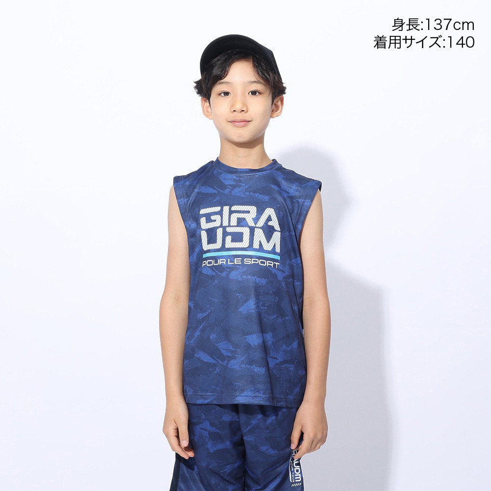 ジローム（GIRAUDM）（キッズ）ジュニア YA ドライプラスクール シャインブロック メッシュノースリーブシャツ CT4S0063-TR865-GRSD NVY