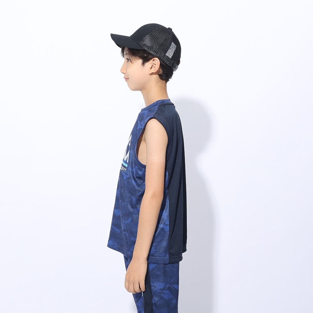 ジローム（GIRAUDM）（キッズ）ジュニア YA ドライプラスクール シャインブロック メッシュノースリーブシャツ CT4S0063-TR865-GRSD NVY