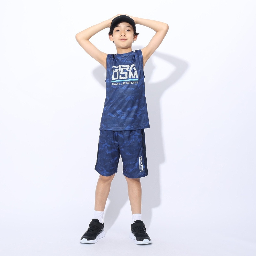 ジローム（GIRAUDM）（キッズ）ジュニア YA ドライプラスクール シャインブロック メッシュノースリーブシャツ CT4S0063-TR865-GRSD NVY