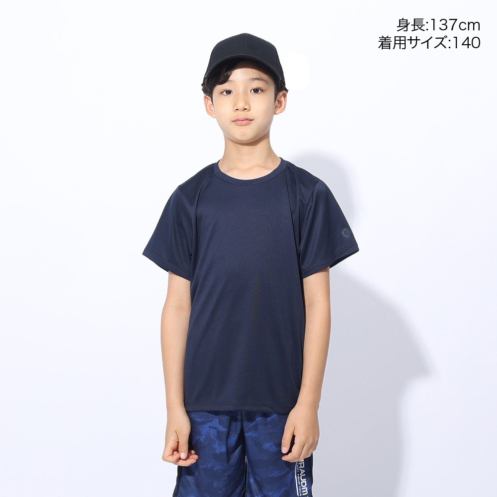 ジローム（GIRAUDM）（キッズ）ジュニア ドライプラス ワンポイント メッシュTシャツ CT4S0067-TR865-GRES NVY