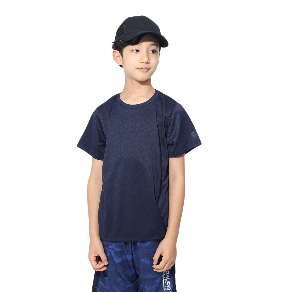 ジローム（GIRAUDM）（キッズ）ジュニア ドライプラス ワンポイント メッシュTシャツ CT4S0067-TR865-GRES NVY