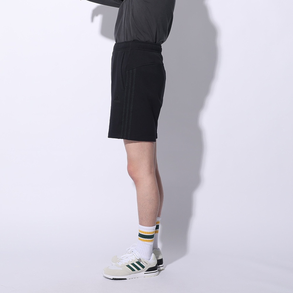 アディダス（adidas）（メンズ、レディース）スリーストライプス スウェットショーツ KUE44-IT0916 黒 ブラック ショートパンツ 短パン