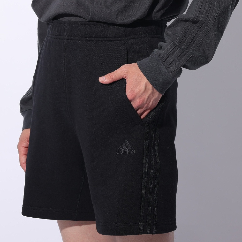 アディダス（adidas）（メンズ、レディース）スリーストライプス スウェットショーツ KUE44-IT0916 黒 ブラック ショートパンツ 短パン