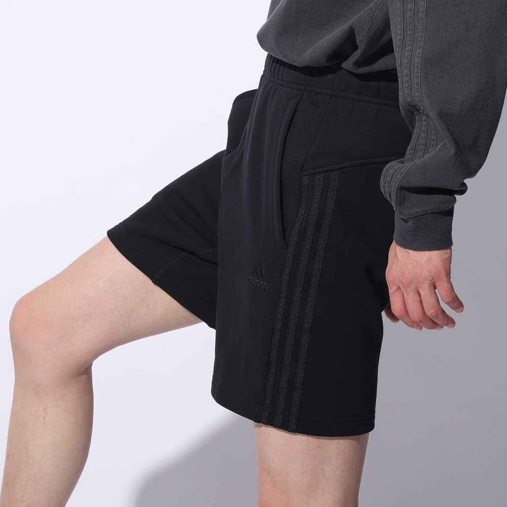 アディダス（adidas）（メンズ、レディース）スリーストライプス スウェットショーツ KUE44-IT0916 黒 ブラック ショートパンツ 短パン