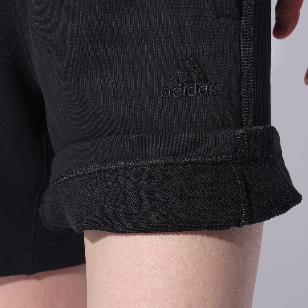 アディダス（adidas）（メンズ、レディース）スリーストライプス スウェットショーツ KUE44-IT0916 黒 ブラック ショートパンツ 短パン