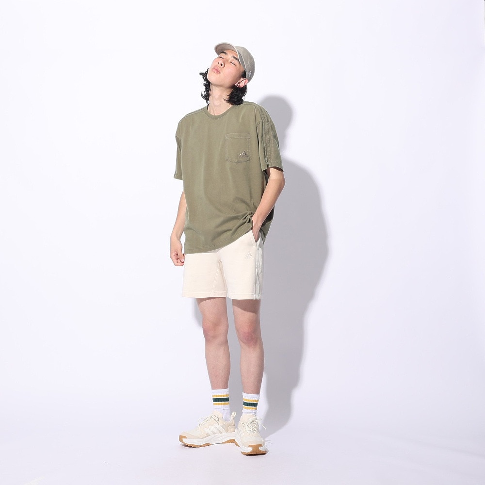 アディダス（adidas）（メンズ、レディース）スリーストライプス スウェットショーツ KUE44-IT0917 白 ショートパンツ 短パン