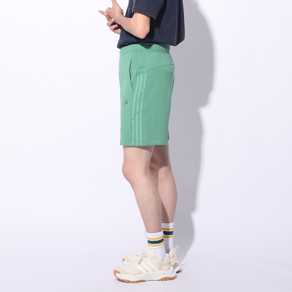 アディダス（adidas）（メンズ、レディース）スリーストライプス スウェットショーツ KUE44-JE0945 グリーン ショートパンツ 短パン