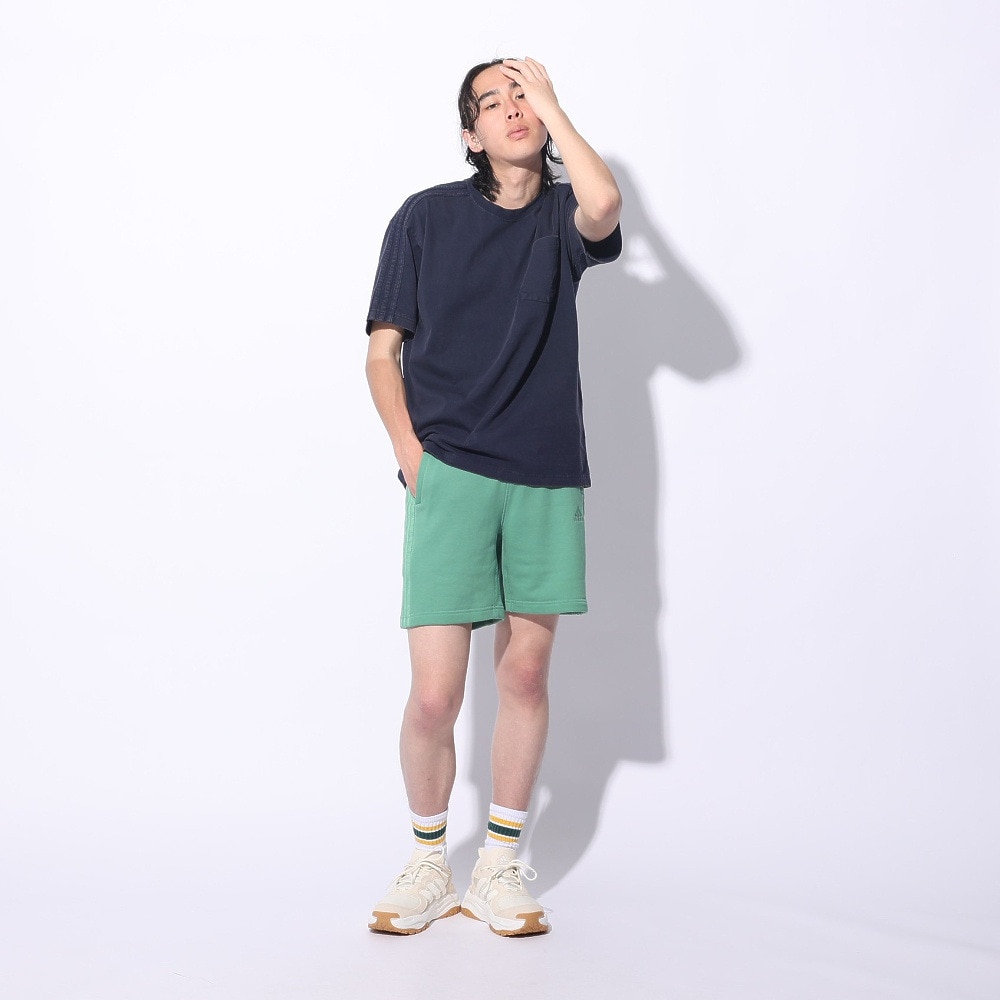アディダス（adidas）（メンズ、レディース）スリーストライプス スウェットショーツ KUE44-JE0945 グリーン ショートパンツ 短パン