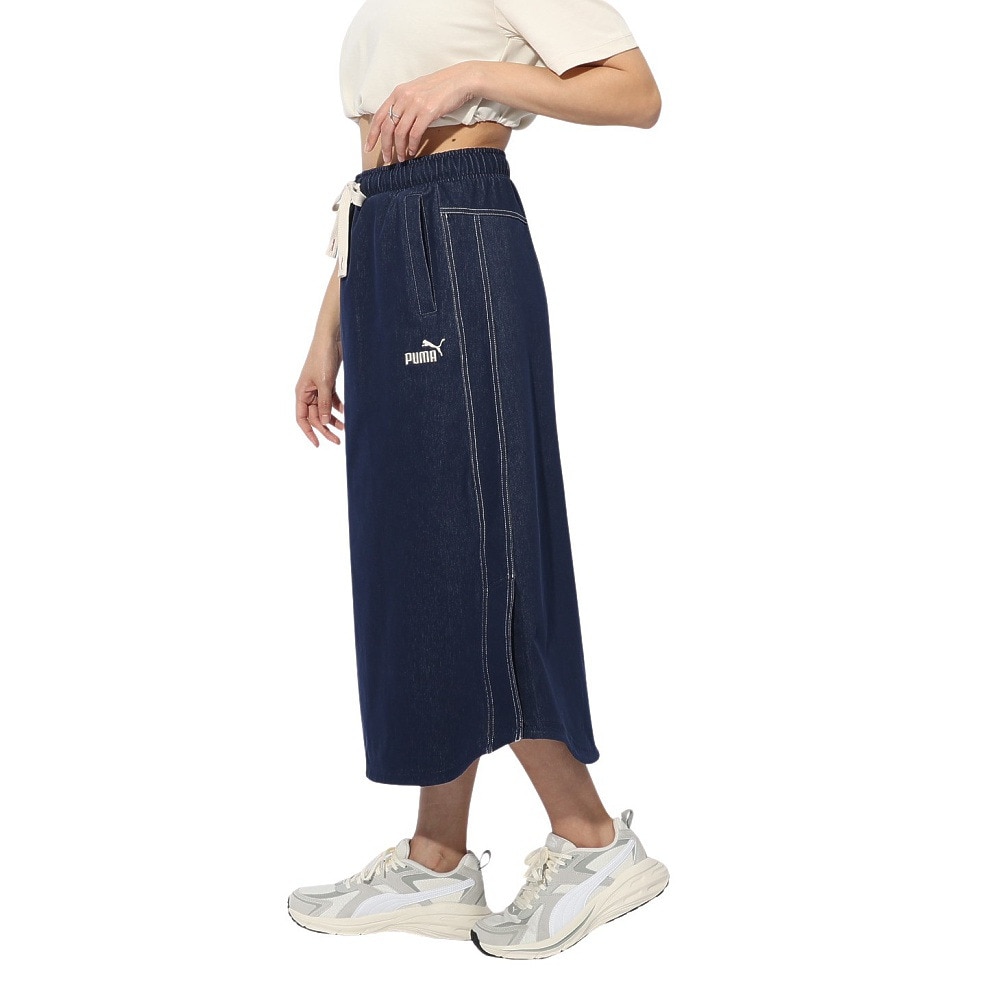 プーマ（PUMA）（レディース）CORE HERITAGE デニムライク ロングスカート 689366 06 NVY