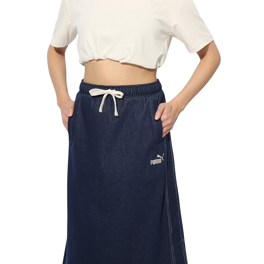 プーマ（PUMA）（レディース）CORE HERITAGE デニムライク ロングスカート 689366 06 NVY