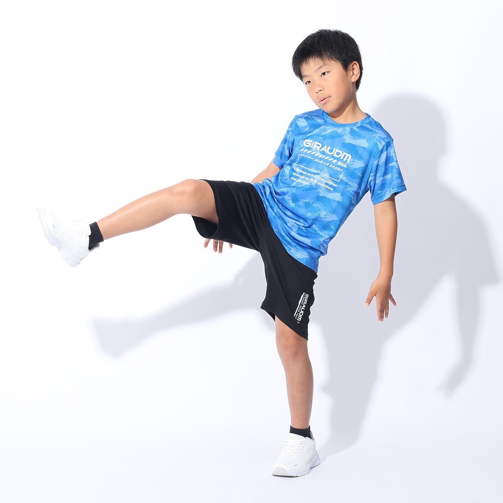 ジローム（GIRAUDM）（キッズ）ジュニア ドライプラスクール SHINE BLOCK メッシュハーフパンツ PT4S0068-TR868-GRSD BLK