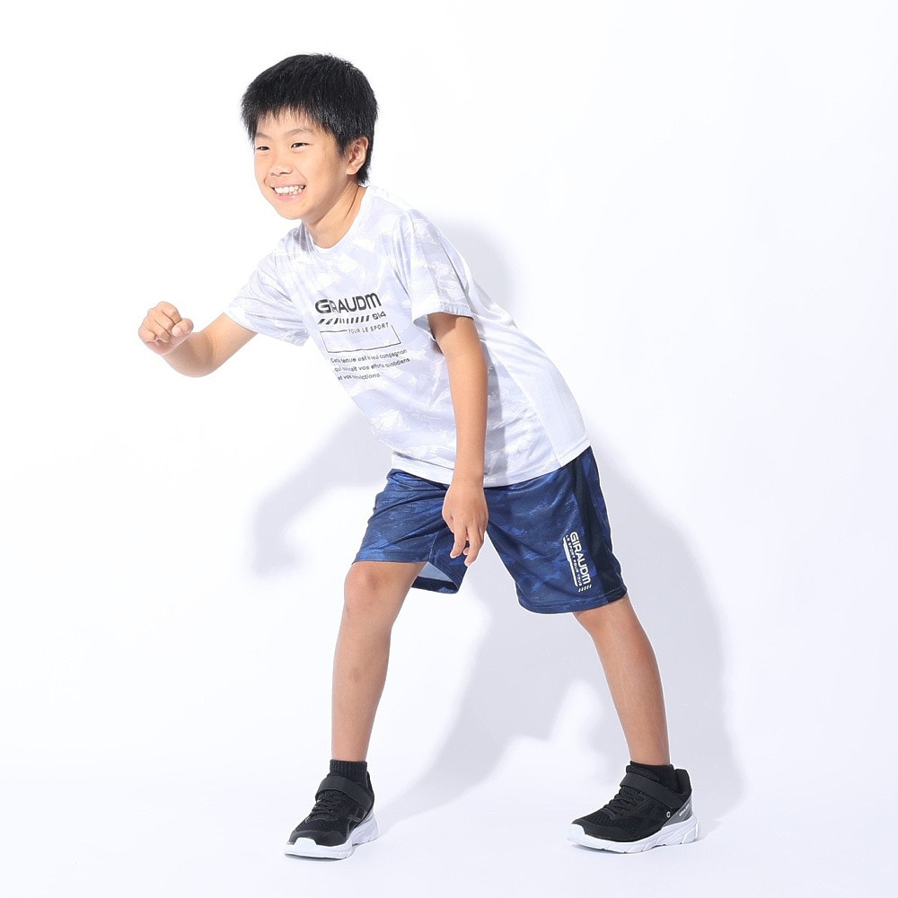 ジローム（GIRAUDM）（キッズ）ジュニア ドライプラスクール SHINE BLOCK メッシュハーフパンツ PT4S0068-TR868-GRSDPT NVY