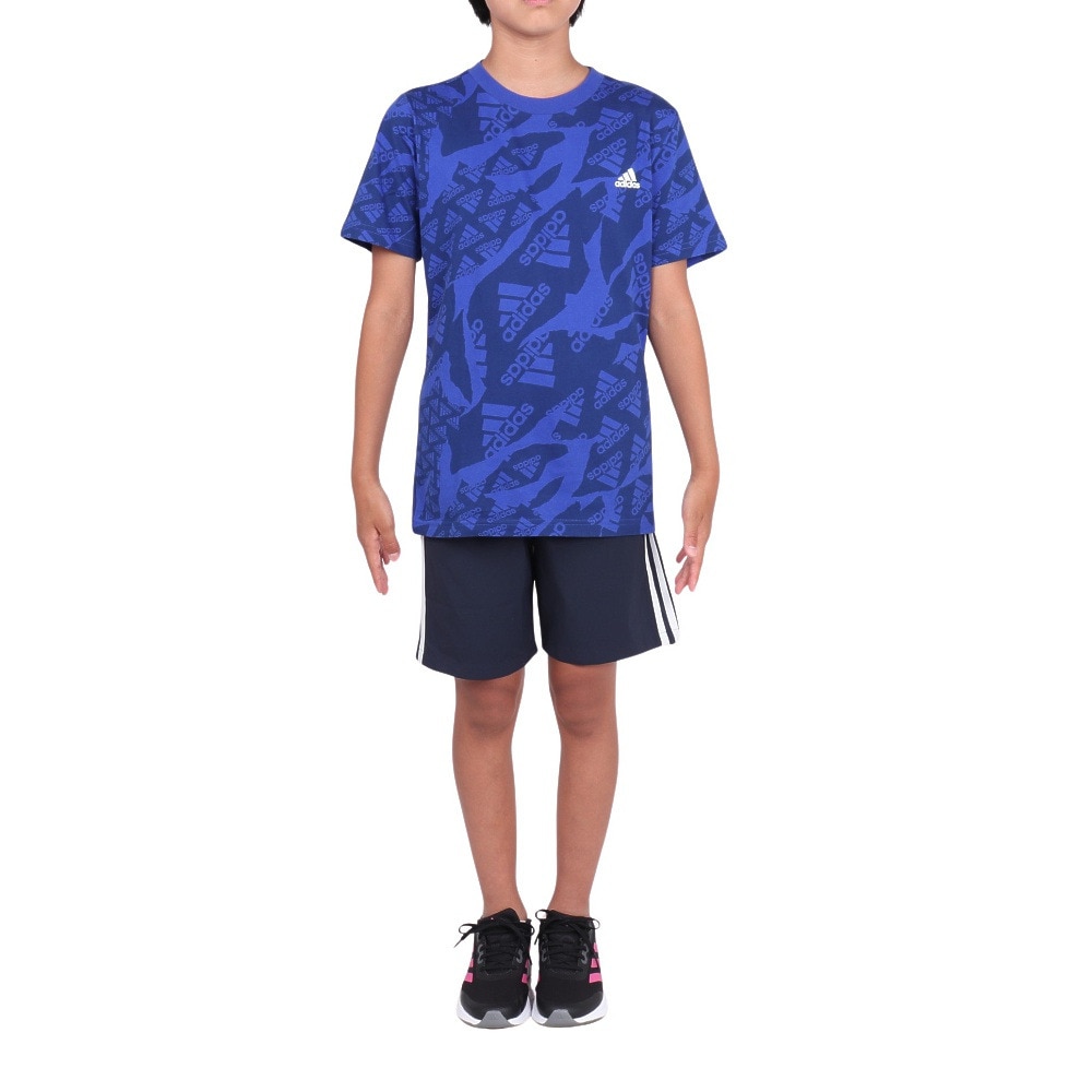 アディダス（adidas）（キッズ）エッセンシャルズプラス ルーズフィット スリーストライプス ウーブンショーツ キッズ KWF37-JE1738