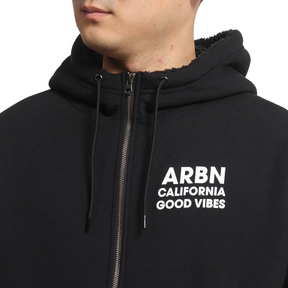 エアボーン（ARBN）（メンズ）裏ボア バックプリント ジップパーカー AB2022AWMAPP007BLK | スポーツ用品はスーパースポーツゼビオ